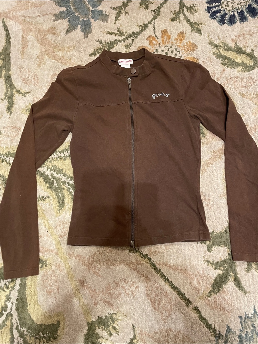 Y2K guess brown zip up